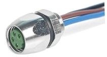 IP67 M8 Connector Front Install Female 4P Shield 0.2m Cable Length
